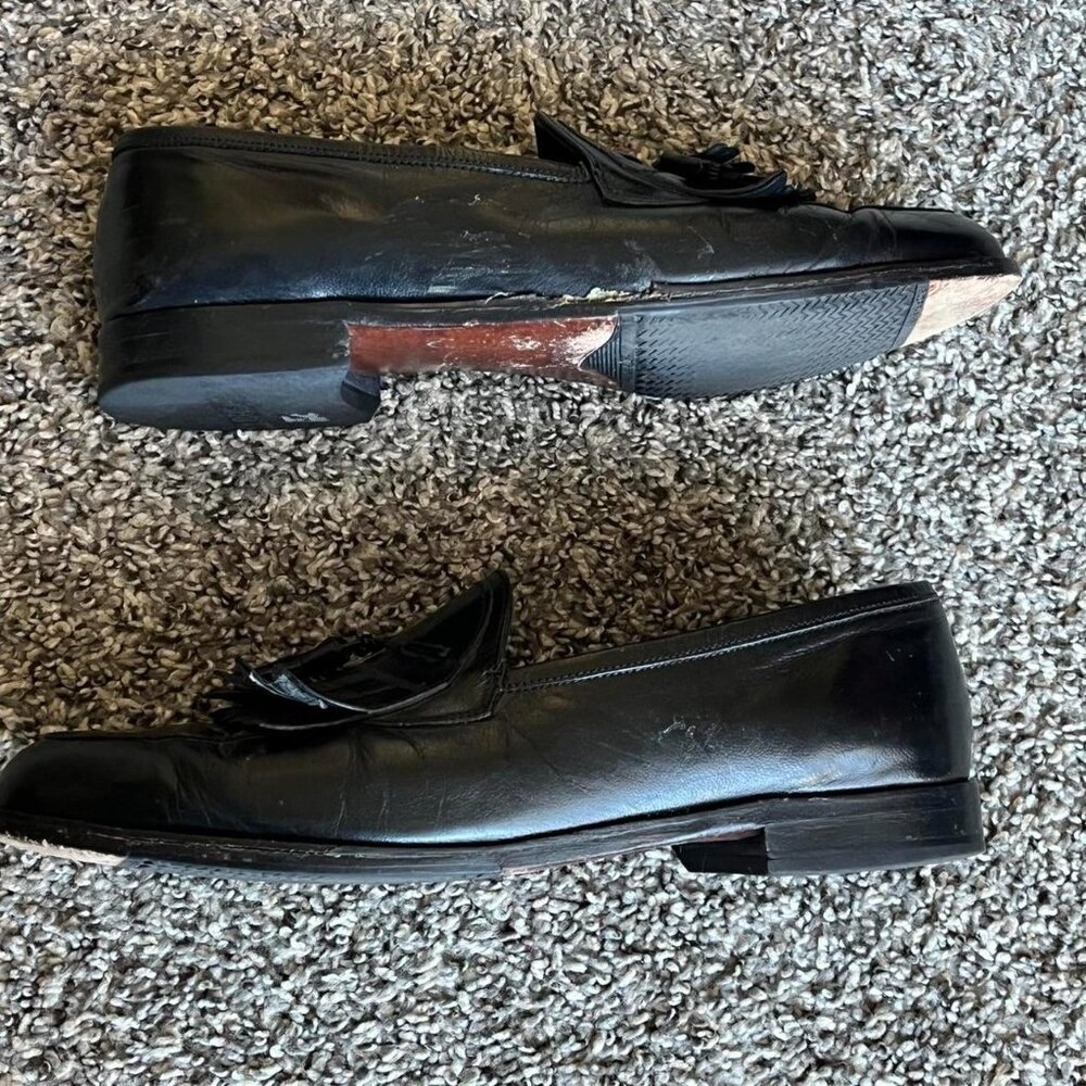 Florsheim Black Leather Tassel Loafers, Mens 11 Eclectic Grandpa Dadcore Formal - Picture 5 of 8